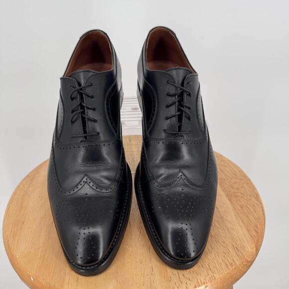 Lendvay & Schwarcz Dress Shoes Mens 7.5 Black Wingtip Oxford Made Italy